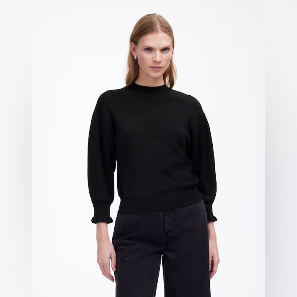 Madewell Merino Wool Ruffle Mockneck Sweater